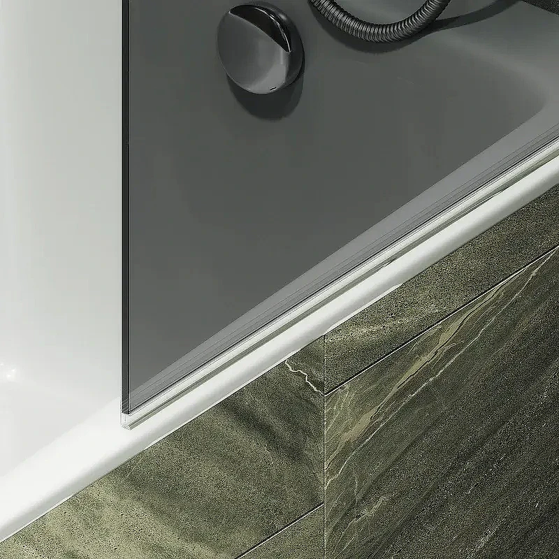 Шторка для ванны Maybah Glass MGV-791-6 800х1400 поворотная на монопетле с полотенцедержателем Черный стекло графитовое
