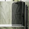 Шторка для ванны Maybah Glass MGV-791-6 800х1400 поворотная на монопетле с полотенцедержателем Черный стекло графитовое