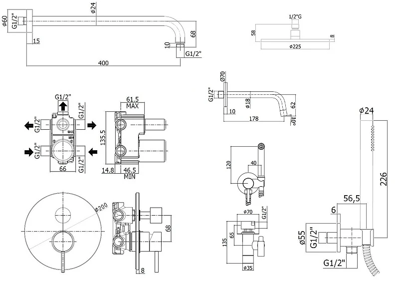 Комплект смесителей Paffoni Light KITZLIG019CR045 Хром латунь