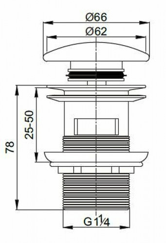 Донный клапан Cezares Czr CZR-SAT7-NERO click-clack Черный