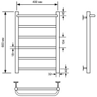 Водяной полотенцесушитель Comfysan Capri W-6 60x40 012724 с полкой Черный матовый
