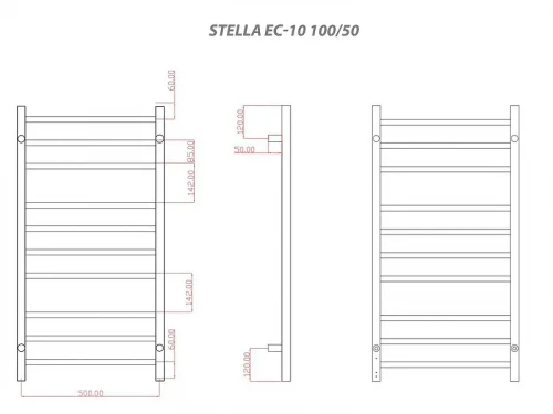 Электрический полотенцесушитель Comfysan Stella EC-10 100х50 019020 цвет Оружейная сталь