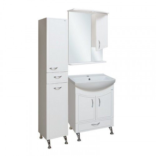 Зеркало со шкафом Runo Севилья 60 R 00000000790 с подсветкой Белое МДФ / ЛДСП, стекло