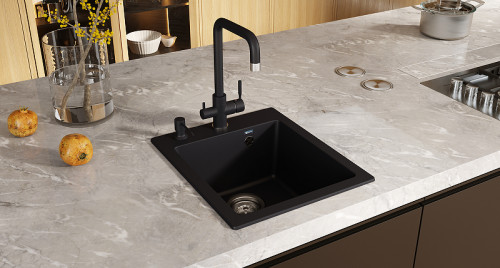 Кухонная мойка Ulgran Classic U-404-309 Темно-серая искусственный камень (литьевой мрамор) встраиваемый