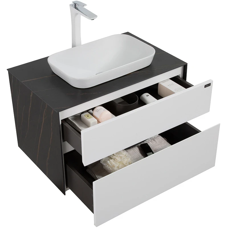 Тумба с раковиной Black&White Universe U907.800-1 80 907U800-1 подвесная White matt Lauren gold МДФ / ЛДСП