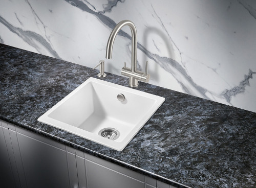 Кухонная мойка Milacio Leon 45 Cuarzo MC.77092 Белая искусственный камень (литьевой мрамор) встраиваемая сверху, встраиваемая снизу