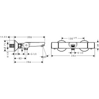 Смеситель для ванны Hansgrohe Ecostat Universal 13123000 с термостатом Хром латунь на стену