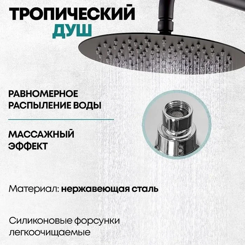 Душевая система Grocenberg GB7025BL Черная матовая
