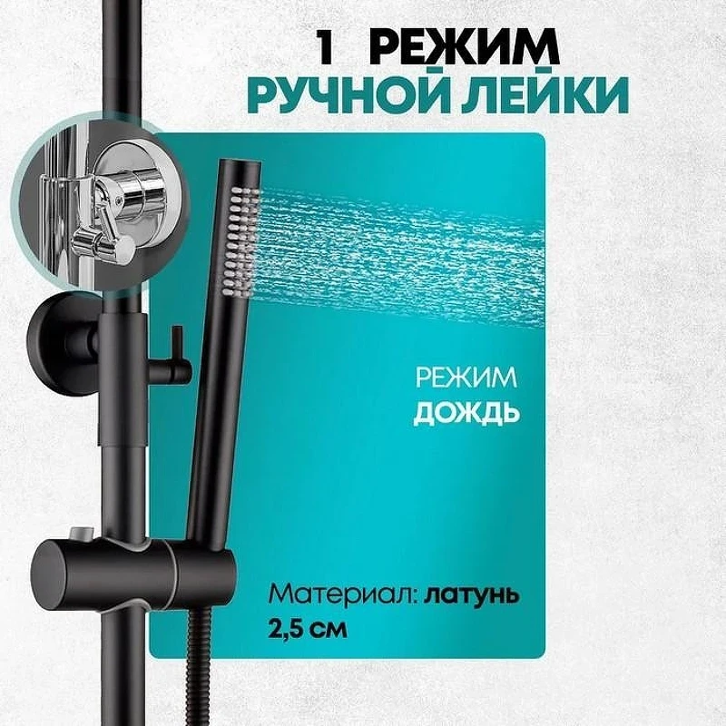 Душевая система Grocenberg GB7025BL Черная матовая