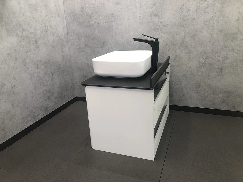 Тумба с раковиной Comforty Амстердам 75 00-00004668 подвесная Белая глянцевая МДФ / ЛДСП
