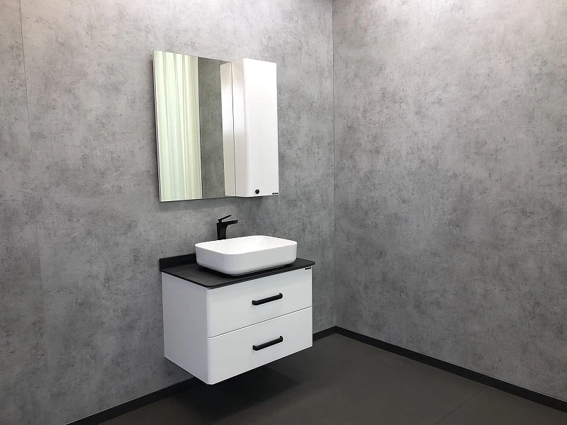 Тумба с раковиной Comforty Амстердам 75 00-00004668 подвесная Белая глянцевая МДФ / ЛДСП