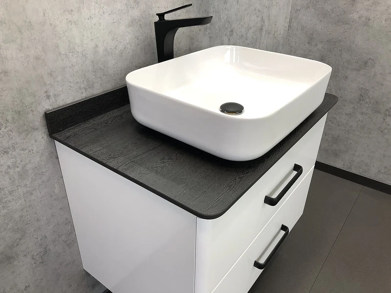 Тумба с раковиной Comforty Амстердам 75 00-00004668 подвесная Белая глянцевая МДФ / ЛДСП