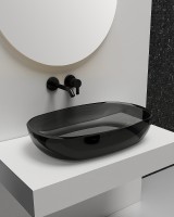 Раковина-чаша Abber Kristall 60 AT2805Onyx Черная полиэфирная смола накладная