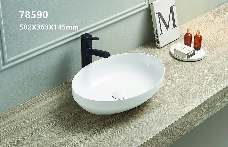 Раковина-чаша CeramaLux 50 78590 Белая фаянс накладная