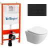 Комплект унитаза с инсталляцией BelBagno Uno-Tor BB5177CH-TOR/SC/BB026/BB044NERO с сиденьем Микролифт и Черной матовой клавишей смыва