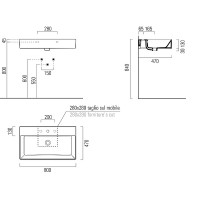 Раковина GSI Kube X 80 9422011 Белая фаянс подвесная, накладная
