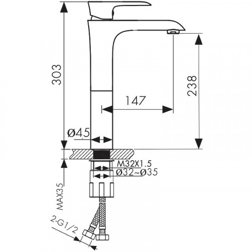Смеситель для раковины Kaiser Nove 06111 Хром латунь