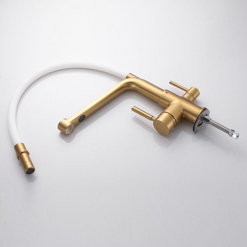 Смеситель для кухни Rose R658G цвет Золотой сатин Белый