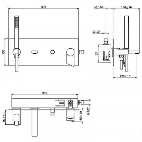 Смеситель для ванны Gattoni Soffio 8105/81DS Темный никель шлифованный