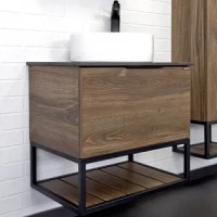 Тумба с раковиной Comforty Порто 60 00-00010676 подвесная Дуб темно-коричневый МДФ / ЛДСП