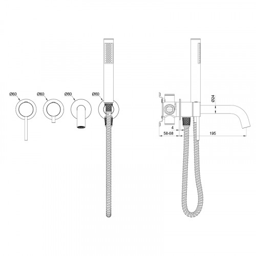 Душевая система Oliveeka D OL-739901-BGM с термостатом цвет Оружейный металл матовый