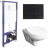 Унитаз с инсталляцией Roca Mateo 346200000+ZRU9302815 + Berges Novum L5 040215 с сиденьем и Черной матовой клавишей смыва
