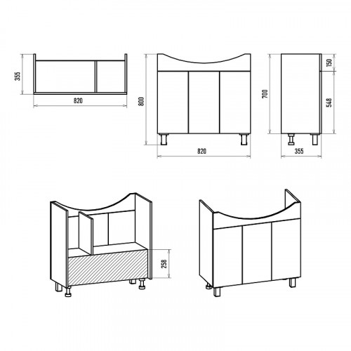 Тумба с раковиной Misty Изео 85 УТ000015764 Белая