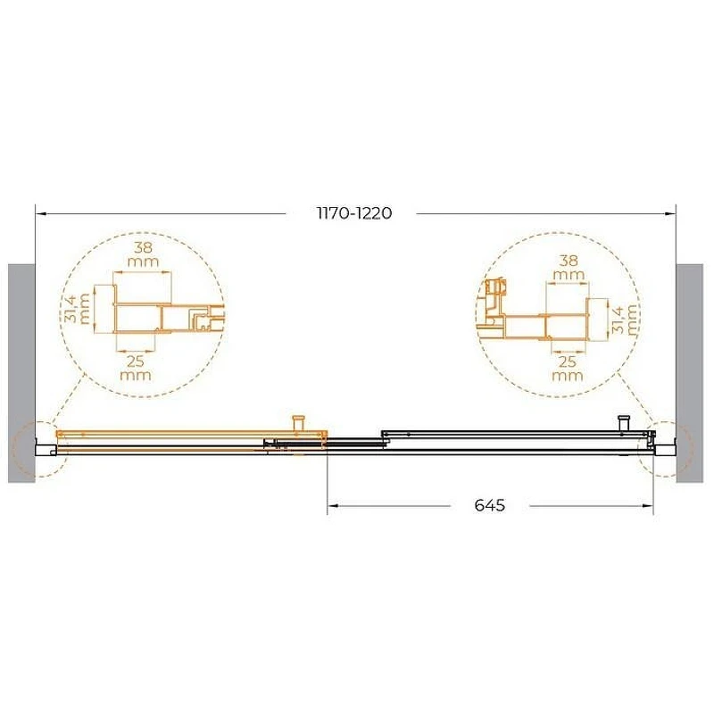 Душевая дверь Cezares Molveno 120 MOLVENO-BF-3-120-C-Cr-IV профиль Хром стекло прозрачное
