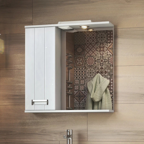 Зеркало со шкафом Vigo Diana 70 L z.DIA.70.L.El с подсветкой Белое МДФ / ЛДСП, стекло