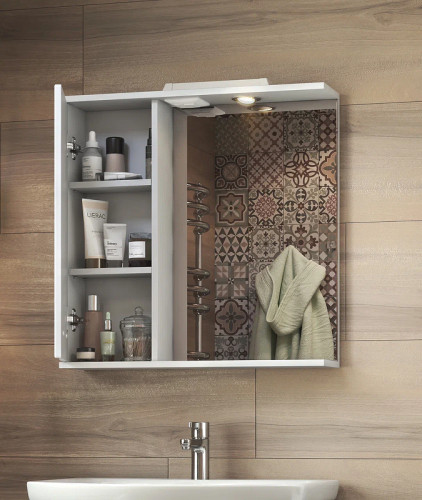 Зеркало со шкафом Vigo Diana 70 L z.DIA.70.L.El с подсветкой Белое МДФ / ЛДСП, стекло