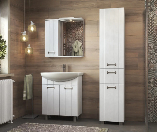 Зеркало со шкафом Vigo Diana 70 L z.DIA.70.L.El с подсветкой Белое МДФ / ЛДСП, стекло