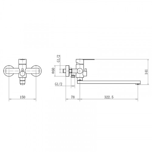 Смеситель для ванны Fashun A52201N универсальный цвет Сатин