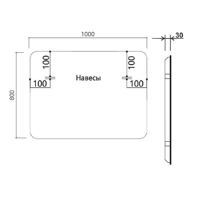 Зеркало Vincea 100 VLM-3VC100-2 с подсветкой c сенсорным выключателем, диммером и антизапотеванием стекло