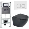 Комплект унитаза с инсталляцией WeltWasser AMBERG 506 ST + MERZBACH 043 MT-BL + AMBERG RD-WT 10000011348 цвет Черный матовый с сиденьем Микролифт и клавишей смыва цвет Белый