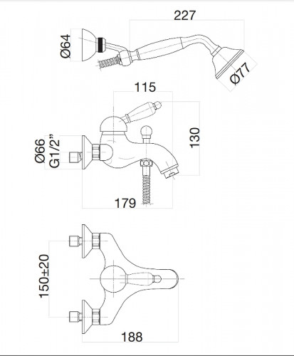 Смеситель для ванны Fiore Imperiale 83OO5104
