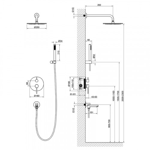 Душевая система Timo Saona SX-2379/00SM Хром латунь встраиваемый