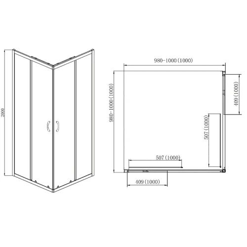 Душевой уголок Azario Milton 100x100 AZ-ND1142 1000 Black профиль Черный стекло прозрачное