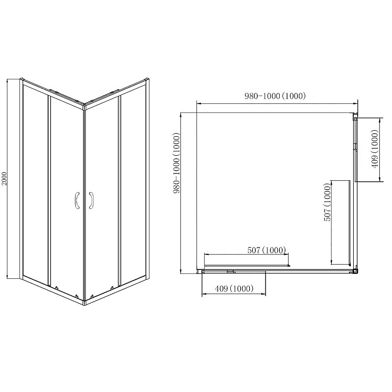 Душевой уголок Azario Milton 100x100 AZ-ND1142 1000 Black профиль Черный стекло прозрачное