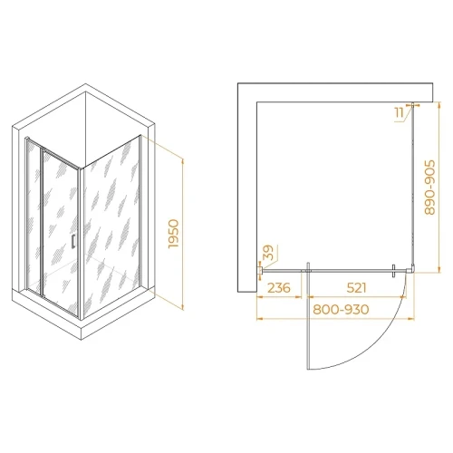 Душевой уголок RGW Passage 80x90 350807889-14 профиль цвет Черный стекло прозрачное