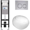 Комплект унитаза с инсталляцией WeltWasser AMBERG 350 + JECKENBACH 004 GL-WT + AMBERG RD-CR 10000012345 цвет Белый глянцевый с сиденьем Микролифт и клавишей смыва цвет Хром