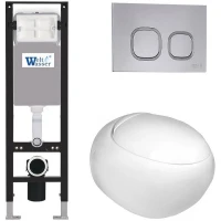 Комплект унитаза с инсталляцией WeltWasser AMBERG 350 + JECKENBACH 004 GL-WT + AMBERG RD-CR 10000012345 цвет Белый глянцевый с сиденьем Микролифт и клавишей смыва цвет Хром