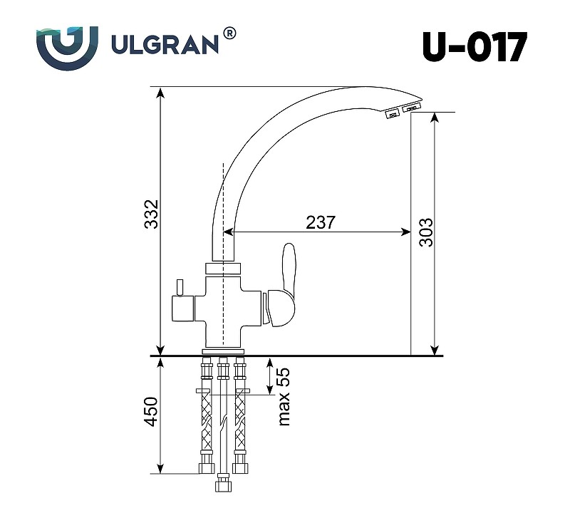 Смеситель для кухни Ulgran Classic U-017-328 Бежевый латунь