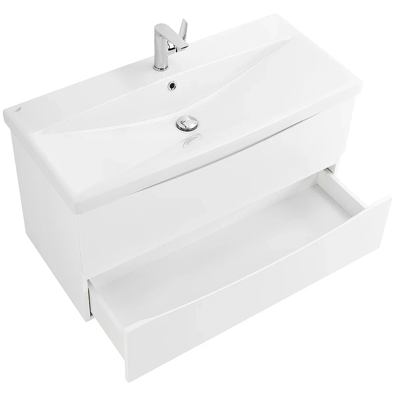 Тумба под раковину BelBagno Marino-Cer 100 MARINO-CER-1000-2C-SO-BL-P подвесная Bianco Lucido МДФ / ЛДСП
