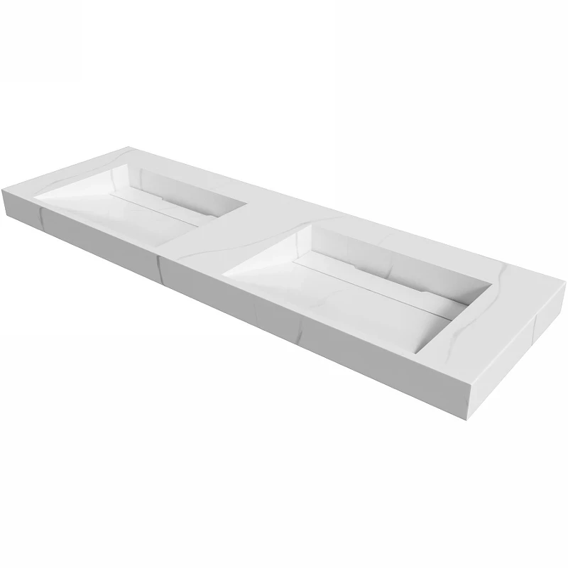 Раковина Boheme Armadi Art Flat 140 859-140-CLCT двойная Белый мрамор искусственный камень (литьевой мрамор) подвесная