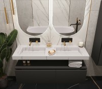 Раковина Boheme Armadi Art Flat 140 859-140-CLCT двойная Белый мрамор искусственный камень (литьевой мрамор) подвесная