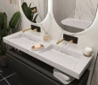 Раковина Boheme Armadi Art Flat 140 859-140-CLCT двойная Белый мрамор искусственный камень (литьевой мрамор) подвесная
