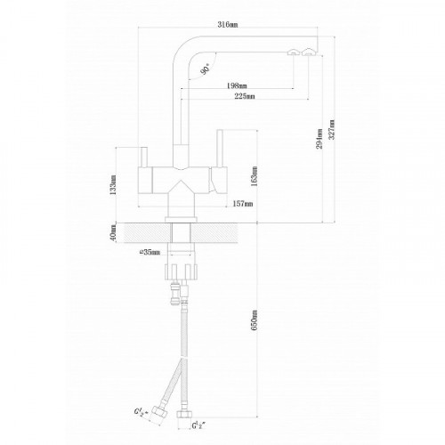 Смеситель для кухни Florentina Арес 333.20H.2113.900 Нержавеющая сталь нержавеющая сталь