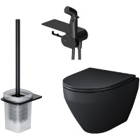 Унитаз AM.PM Spirit V2.0 FlashClean CK70H1103B подвесной с гигиеническим душем и ершиком с сиденьем Микролифт фарфор подвесной