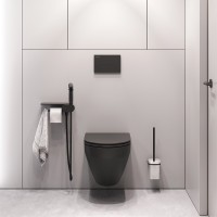 Унитаз AM.PM Spirit V2.0 FlashClean CK70H1103B подвесной с гигиеническим душем и ершиком с сиденьем Микролифт фарфор подвесной