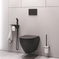 Унитаз AM.PM Spirit V2.0 FlashClean CK70H1103B подвесной с гигиеническим душем и ершиком с сиденьем Микролифт фарфор подвесной